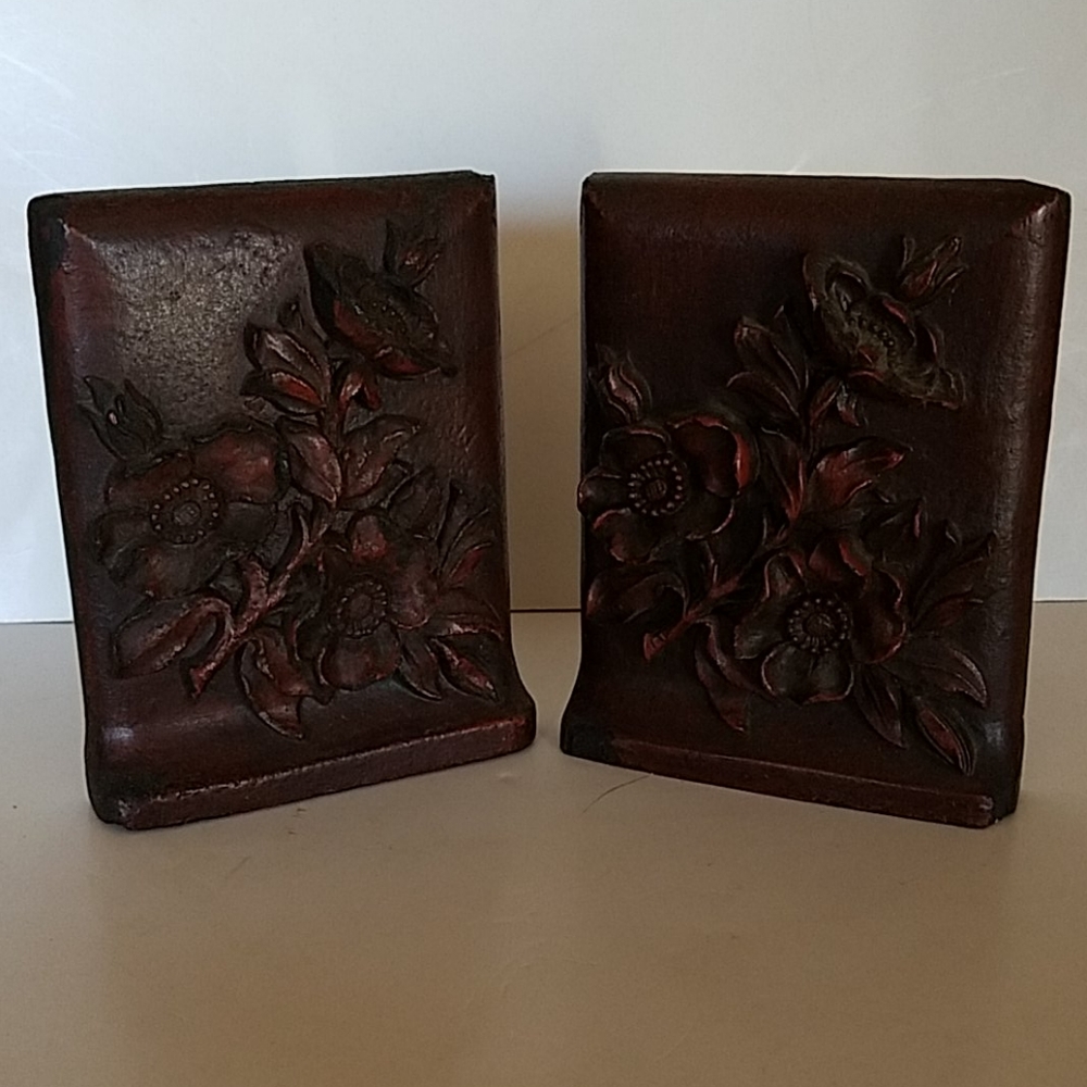 Antique Bookends Rose's Floral Bouquet Vintage - Picture 2 of 8